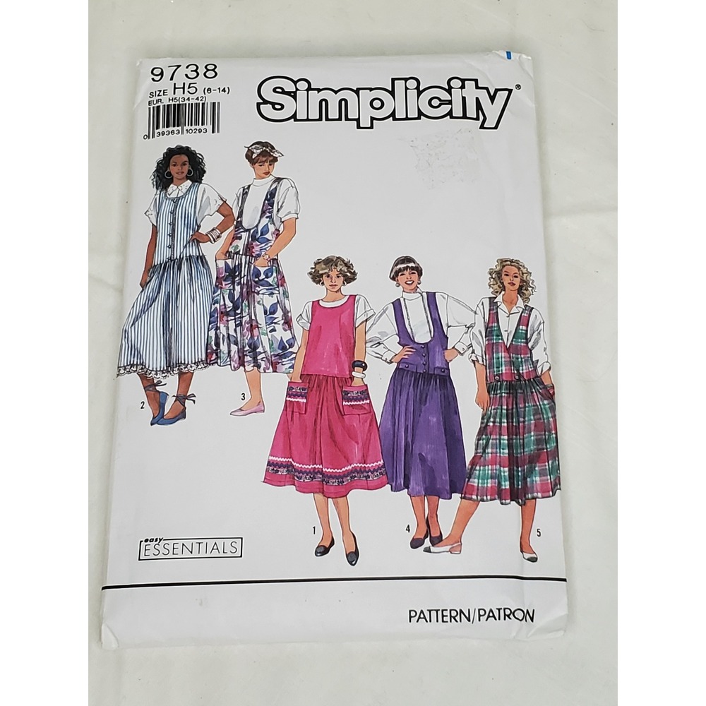 Vintage Simplicity 9738 Misses Petite Jumper Sewing Pattern Size‎ H5 6-14 1990s